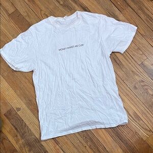 White Graphic Crewneck T-Shirt - Money Makes Me Print